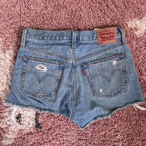 Levi's 501 Cutoff Distressed Light Wash Jean Shorts Button Fly Size 27 High Rise